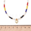 Valentine's Day 304 Stainless Steel Heart Pendant Glass Seed Beaded Necklaces for Women NJEW-MZ00146-4