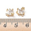 Brass Micro Pave Clear Cubic Zirconia Charms KK-P355-09G-3