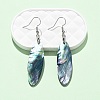 Brass Abalone Shell Dangle Earrings EJEW-C161-01B-5