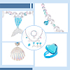 3 Sets 3 Colors Plastic Shell & Alloy Bell Pendant Necklace & Bracelet & Dangle Stud Earrings & Open Cuff Ring SJEW-AN0001-34-3