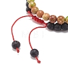 2Pcs 2 Style Natural Imperial Jasper(Dyed) & Green Aventurine & Lava Rock Braided Bead Bracelets Set with Alloy Shell BJEW-JB08476-6