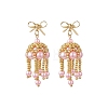 3 Pairs Handmade Glass Seed Beads Dangle Stud Earrings EJEW-MZ00708-01-2