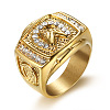 304 Stainless Steel Micro Pave Clear Cubic Zirconia Finger Rings for Men FS-WGEF432-01-1