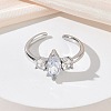 Brass Micro Pave Cubic Zirconia Cuff Open Rings for Women RJEW-L343-14P-04-2