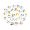 Brass Elder Futhark Alphabet Engraved Symbol Flat Round Natural Howlite Rune Stones G-I373-01F-2