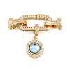 Flat Round Brass Micro Pave Cubic Zirconia Fold Over Clasps KK-U059-62G-1