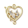 Brass Pave Clear Cubic Zirconia Connector Charms KK-C043-03G-1