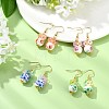 Handmade Flower Printed Porcelain Ceramic Dangle Earrings EJEW-JE07288-1
