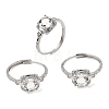 Brass Micro Pave Cubic Zirconia Finger Rings CU-CBA260E-07P-4