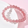 Natural Strawberry Quartz Round Beads Stretch Bracelets for Women BJEW-Z158-03G-03-3