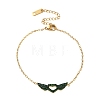 Valentine's Day 304 Stainless Steel Rhinestone Heart with Angel Wings Link Bracelets SA-CBA5F76-01G-6