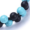 Synthetic Turquoise & Natural Black Agate Braided Bead Bracelets BJEW-JB04224-03-2