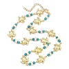 Ocean Dyed Synthetic Turquoise Beads & 304 Stainless Steel Link Chain Necklaces GG-NJEW-JN06337-02-4