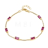 Brass Pave Rectangle Cubic Zirconia Link Chain Bracelets KK-CBA960E-14G-4