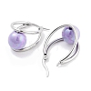 304 Stainless Steel & Plastic Imitation Pearl Oval with Ball Hoop Earrings for Women EJEW-C096-13P-02-2
