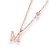 304 Stainless Steel Initial Pendant Necklaces NJEW-G321-04RG-M-2