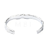 304 Stainless Steel Textured Open Cuff Bangles for Women STAS-B068-02P-3