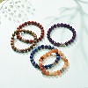 Natural Gemstone & Alloy Beaded Stretch Bracelet for Men Women BJEW-JB08578-2