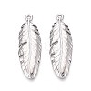304 Stainless Steel Feather Pendants STAS-T067-32P-1