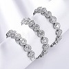 Brass Pave Clear Cubic Zirconia Flat Round Link Chain Necklaces for Women NJEW-A044-01P-2