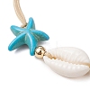 Synthetic Turquoise & Cowrie Shell Braided Starfish & Shell Shape Bead Bracelets for Women BJEW-JB11259-4