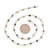 Natural Indian Agate Beaded Round Link Chains AJEW-JB01533-01-4