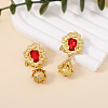 Zinc Alloy Glass Flower Dangle Stud Earrings FS-WGDBC78-01-4