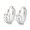Leaf Brass Micro Pave Cubic Zirconia Hoop Earrings EJEW-P333-03P-4