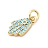Brass Micro Pave Cubic Zirconia Hamsa Hand Charms KK-H529-13G-2
