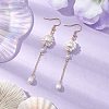 Shell Pearl with Brass Dangle Earrings for Women EJEW-TA00558-2