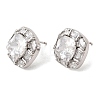 Brass Pave Cubic Zirconia & Glass Stud Earrings EJEW-G471-03P-6