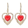 Heart Alloy Glass Seed Beads Dangle Earrings EJEW-MZ00651-3