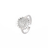 Non-Tarnish 304 Stainless Steel Flat Round with Initial Letter Open Cuff Ring for Men Women RJEW-S405-246P-E-3