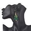 Christmas Tree Handmade Glass Seed Beads Dangle Earrings EJEW-MZ00489-2