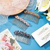 3Pcs 3 Colors Fashionable Glass & Brass Hair Combs OHAR-CP0001-03-4
