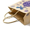 Christmas Theme Blue Printed Kraft Paper Tote Bags with Handles ABAG-B006-04A-3