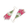 Christmas Tree Glass Seed Beaded Tassel Dangle Earrings for Women EJEW-MZ00207-4