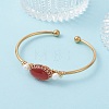Wire Wrapped Natural Agate Cuff Bangles BJEW-TA00742-02-2
