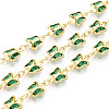 Brass Glass Butterfly Charm Link Chains CHC-T018-11E-G-1