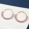 Beaded Hoop Earrings X-EJEW-JE03830-02-2