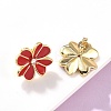 Flower Brass Enamel Stud Earrings EJEW-C177-01G-01-2