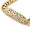 Brass Micro Pave Clear Cubic Zirconia Curved Rectangle with Hollow Star Cuban Link Chains Bracelets for Women BJEW-M322-03G-B-2