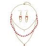 Rondelle 304 Stainless Steel & Glass Beaded Layered Necklace and Earring Set Set for Women SJEW-JS01384-5