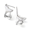 Rhodium Plated 925 Sterling Silver Stud Earring Findings STER-G036-02P-2