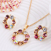 Ring Alloy Rhinestone Pendant Necklace & Stud Earrings Sets WG4EA96-02-1