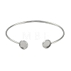 304 Stainless Steel Cuff Blank Bangle Bases with Flat Round Tray STAS-Z088-02P-2