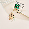 Alloy Rhinestone Clover Stud Earrings for Women FS-WG231BB-01-4
