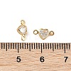 SHEGRACE Brass Pave Clear Cubic Zirconia Heart Connector Charms XGRQ2O671-448G-3