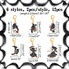 12Pcs 6 Style Gothic Style Plague Doctor Raven Moon Alloy Enamel Pendant Stitch Markers HJEW-NB00007-2