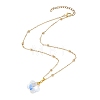 Clear AB Glass Faceted Pendant Brass Round Ball Cable Chain Necklaces for Women NJEW-JN05640-01-4